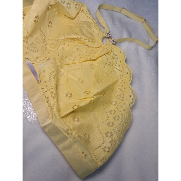 Savage x Fenty Bombshell Broderie Lace Halter Butta Yellow Bralette Size 3X NWT - Picture 5 of 7